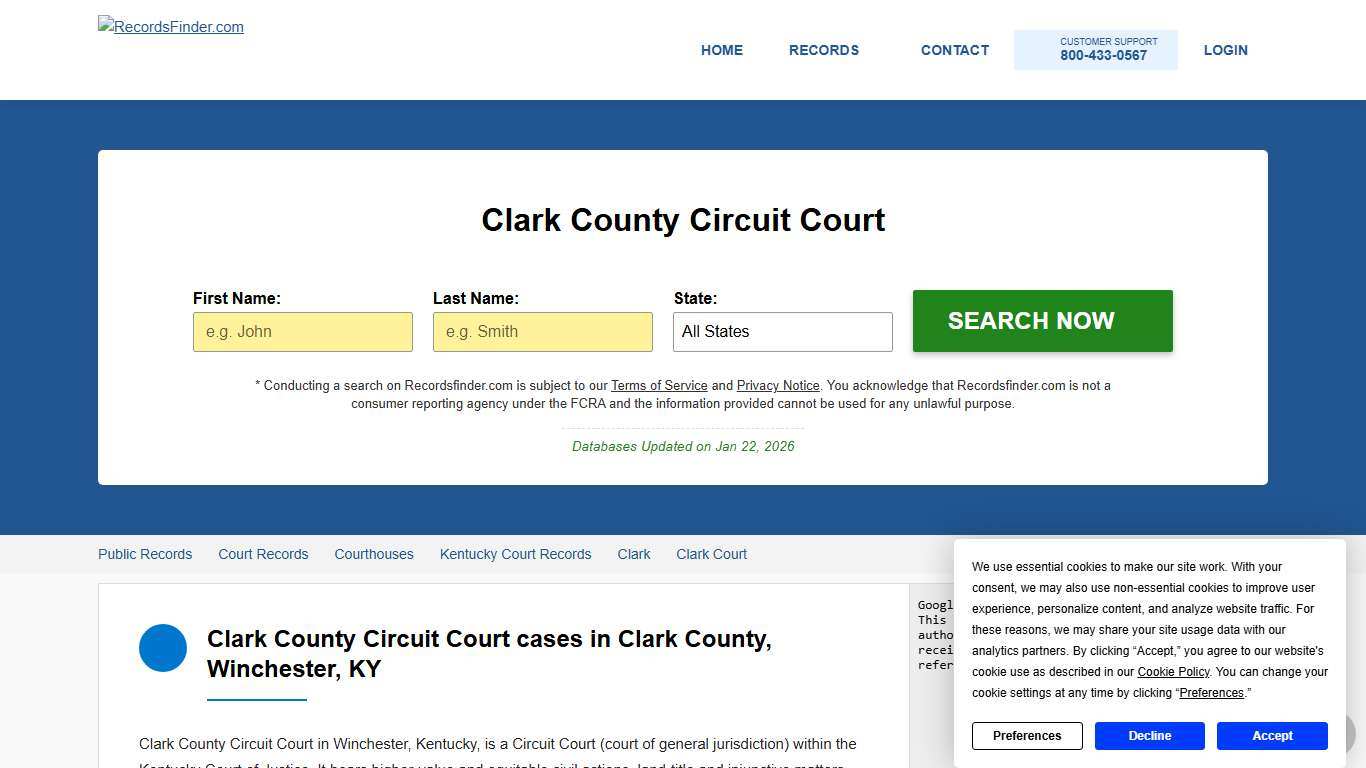 Search Clark County Circuit Court, KY Cases and Records